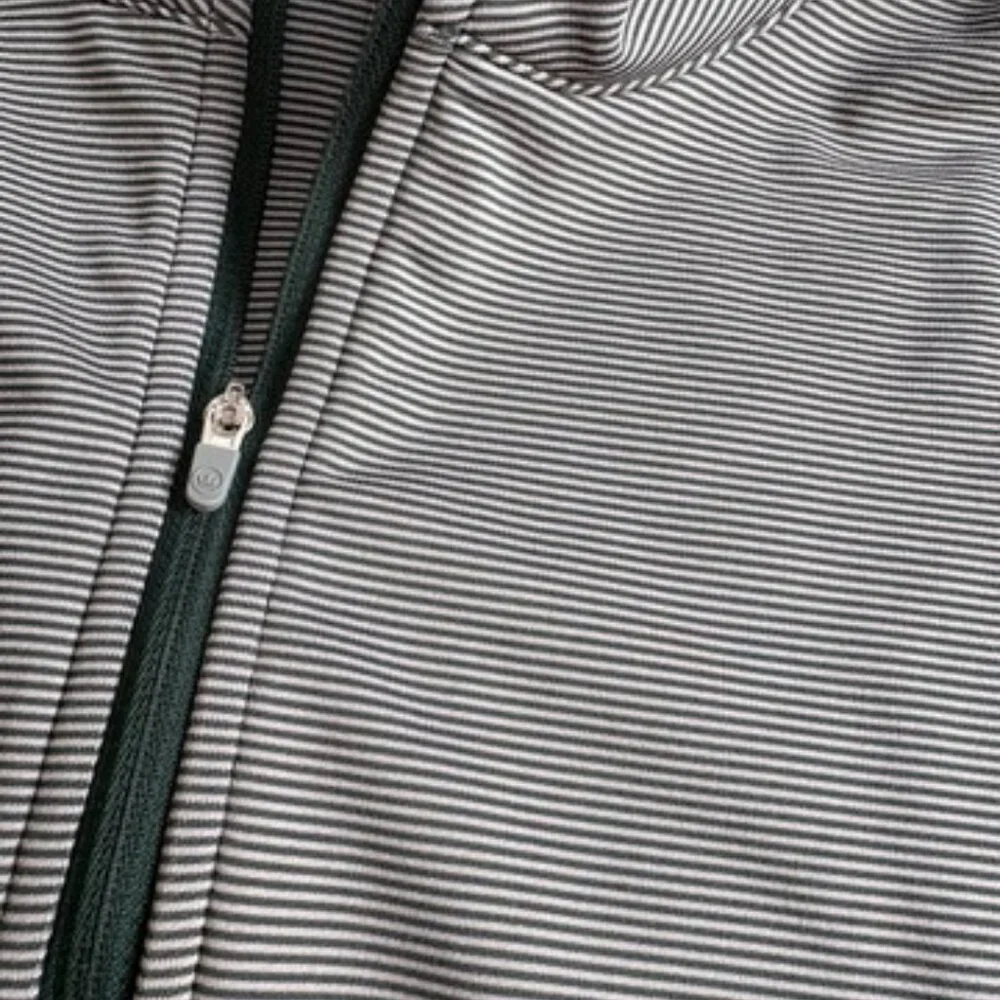 Peter Millar Stealth Performance Quarter Zip - Green/Gray Stripe - XXL